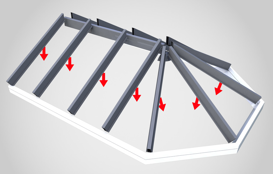 Warm roof rafters for conservatory